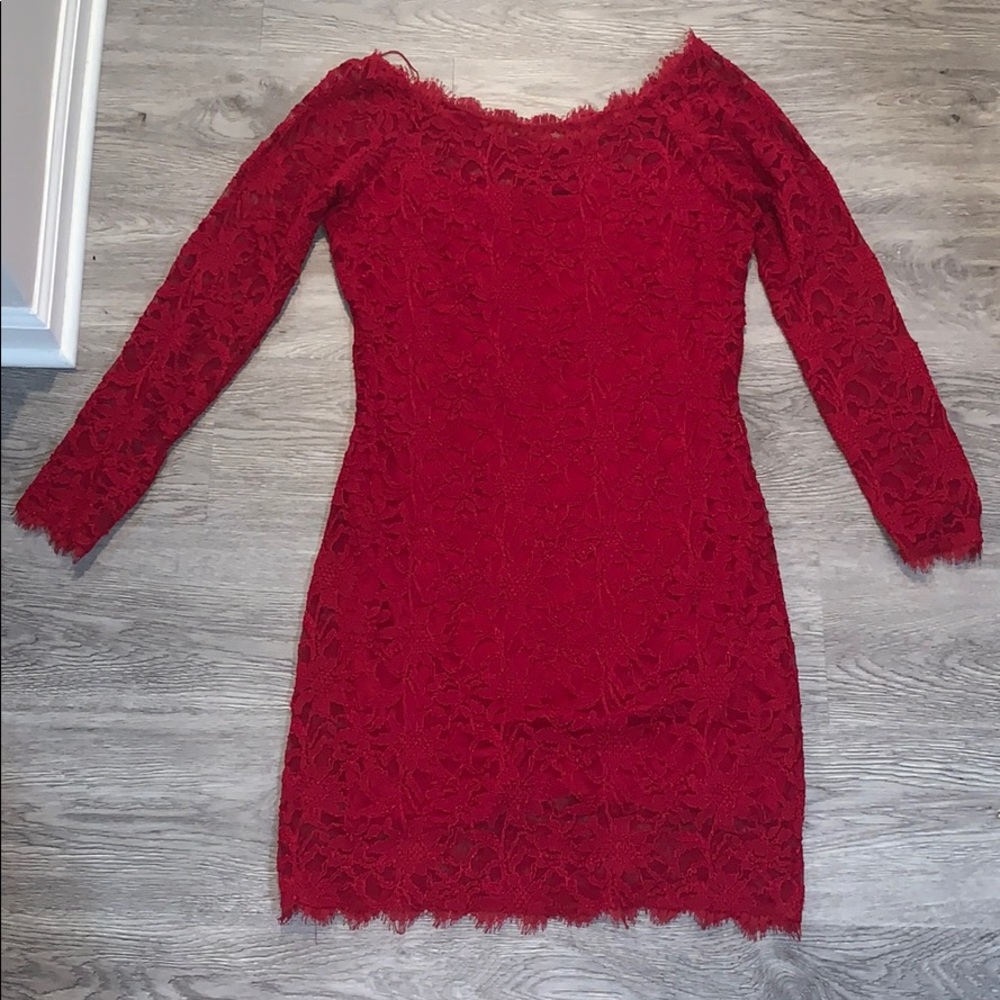 Red lace dress